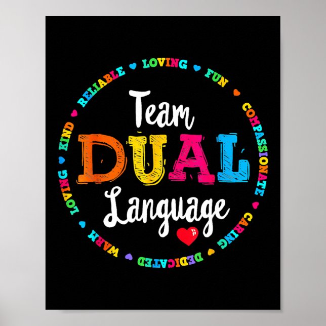 Cute Back To School Squad Team Dual Language Teach Poster (Front)