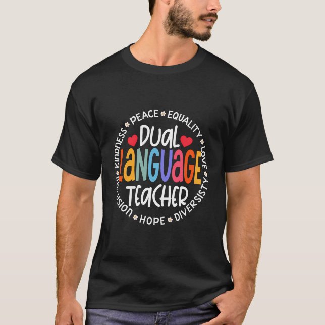 Cute Back To School Squad Team Dual Language Teach T-Shirt (Front)
