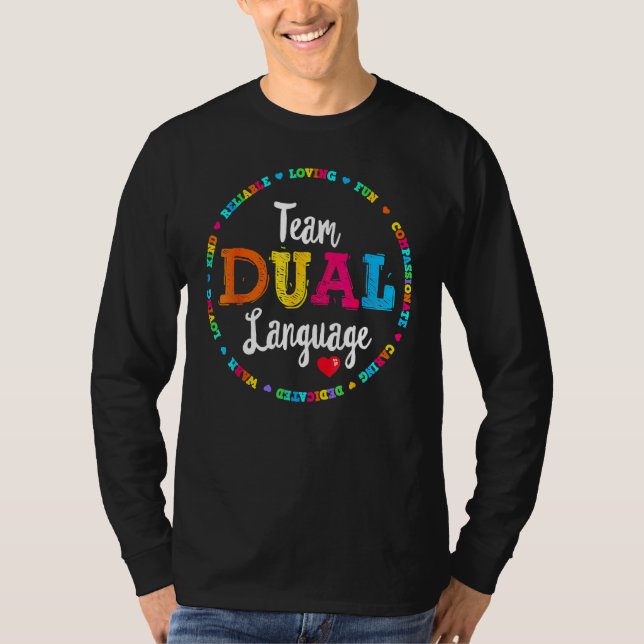 Cute Back To School Squad Team Dual Language Teach T-Shirt (Front)