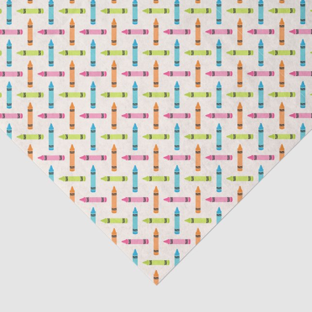 Cute Back to School Year Pastel Crayons Pattern Tissue Paper (Detail)