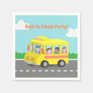 Cute Back to School Yellow Bus Kids Party Supplies Napkin