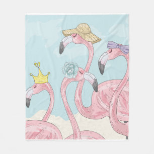 Cute background with flamingos. Summer background Fleece Blanket