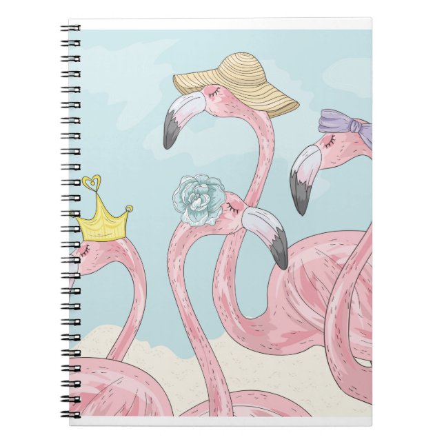 Cute background with flamingos. Summer background  Notebook (Front)