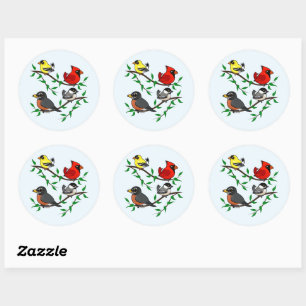 Cute Backyard Birds Classic Round Sticker