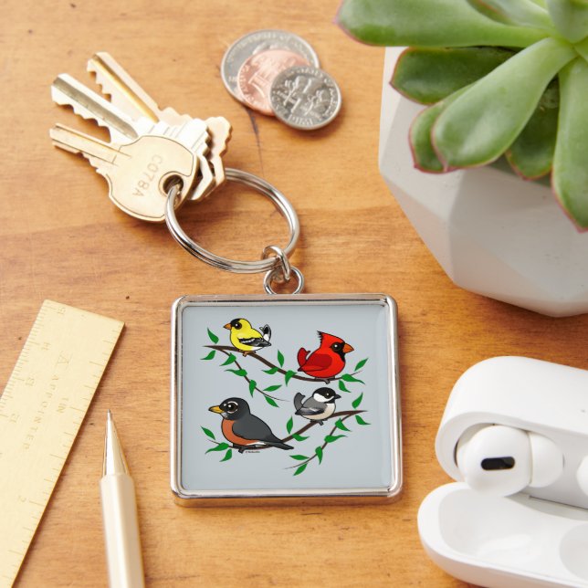 Cute Backyard Birds Key Ring (Desk)