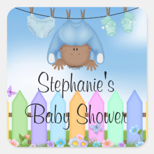 Cute Backyard Clothes Line Baby Shower Sticker