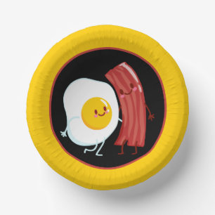 Cute bacon and eggs breakfast party paper plate