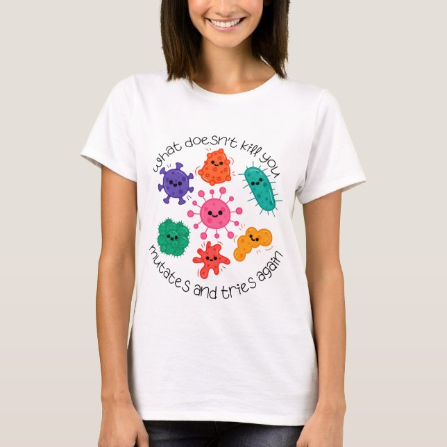 Cute Bacteria Science Lab Sticker for Microbiology T-Shirt (Front)