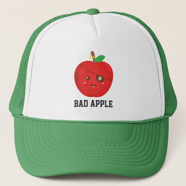 Cute Bad Apple with Eye Patch Trucker Hat (Front)