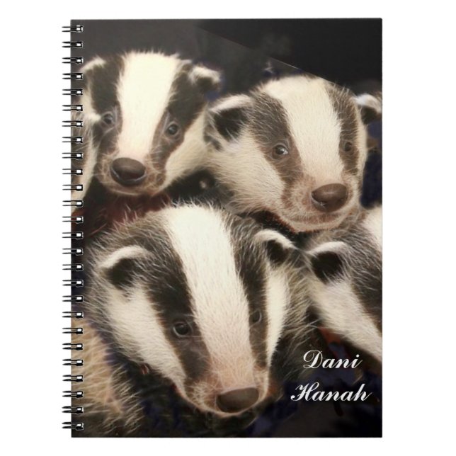 Cute Badger Cubs Spiral Notebook (Front)