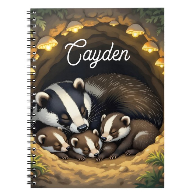 Cute  Badger Family Personalised Notebook (Front)