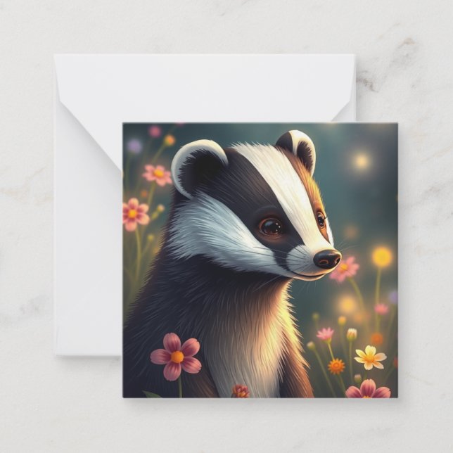 Cute Badger Note Card (Front)