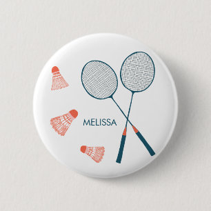 Cute Badminton Birdie Racquet CUSTOM Retro 6 Cm Round Badge