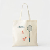 Cute badminton illustration customise tote bag
