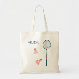 Cute badminton illustration customise tote bag
