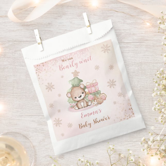 Cute Baer Christmas Girl Baby Shower Favour Bag  (Clipped)