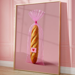 Cute Baguette Art Print, Cosy Trendy Bread Kitchen Poster