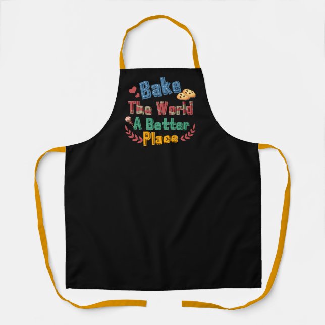 Cute bake world better place bakery apron (Front)