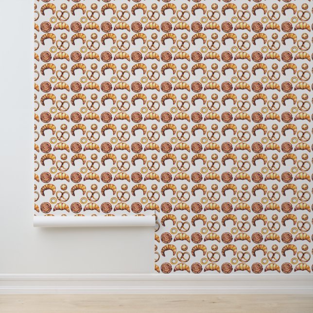 Cute baked bread tiled pattern wallpaper (Application)