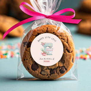 Cute 'baked with love' bakers  classic round sticker