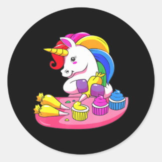 Cute Baker Cake Decorator Baking Unicorn Classic Round Sticker