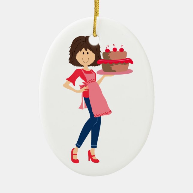 Cute Baker Ceramic Tree Decoration (Front)