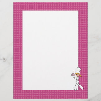 Cute Baker Chef Art Unlined Recipe Page