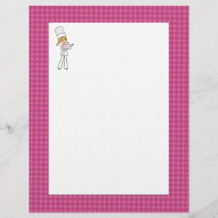 Cute Baker Chef Art Unlined Recipe Page