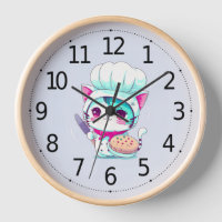 Cute Baker Pastry Chef Cat with Cake and Knife |