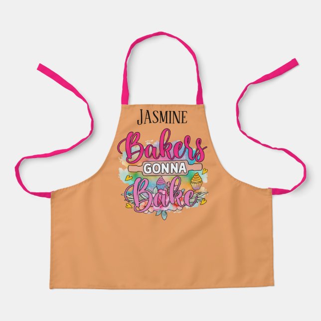 Cute bakers gonna bake add name girls apron (Front)