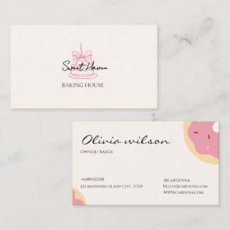 Cute Bakery Business Card Template | Cake & Desser