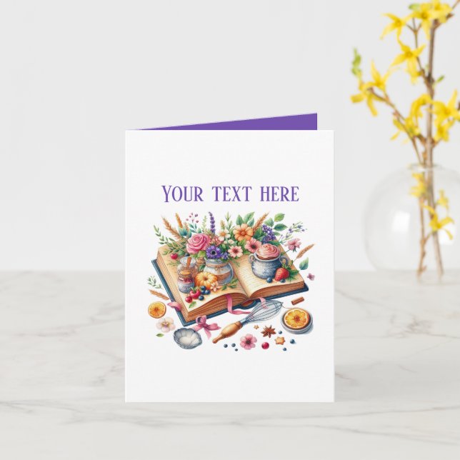 Cute Bakery cookbook customisable Card (Yellow Flower)