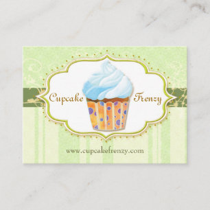 Cute Bakery Cupcake Green Business Card