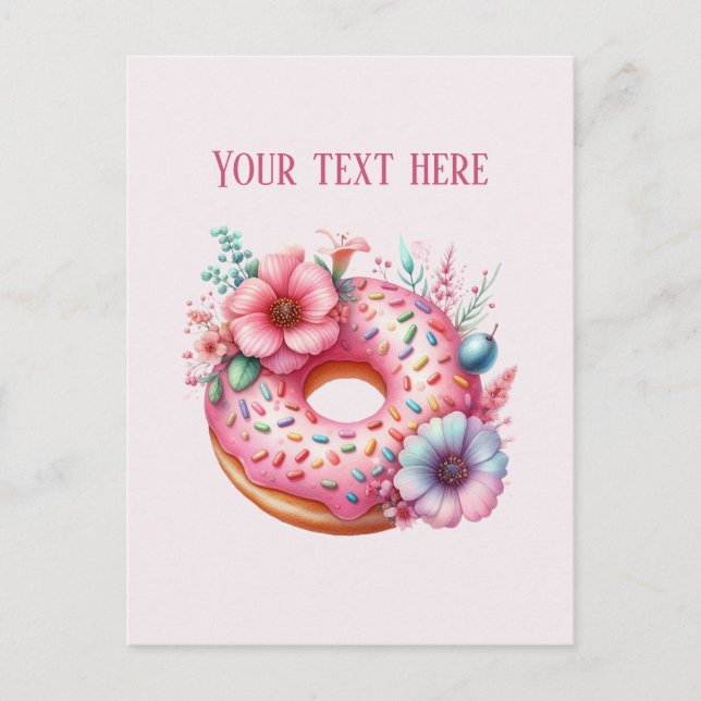 Cute Bakery doughnut add message or business name Postcard (Front)