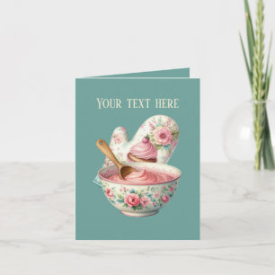Cute bakery oven mitt and bowl customizable card