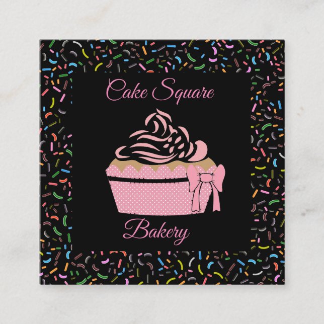 Cute Bakery Square, 2.5" x 2.5" Business Card (Front)