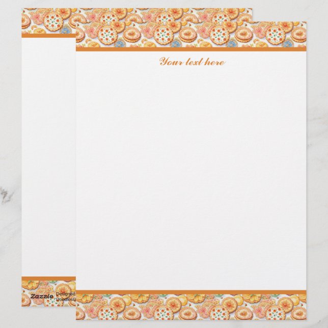 Cute Bakery vendors cookies  customizable Custom Letterhead (Front/Back)