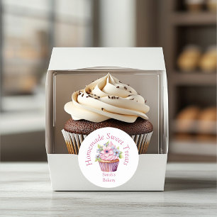 Cute Bakery Watercolor Packaging Classic Round Sticker
