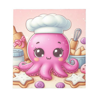 Cute baking octopus blank notepad