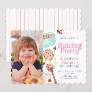 Cute baking photo kid birthday invite