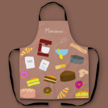 Cute Baking Utensils and Sweet Cakes Apron
