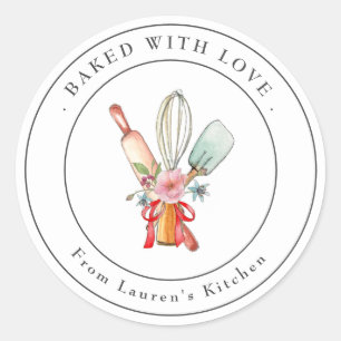 Cute Baking utensils Bakery  Classic Round Sticker