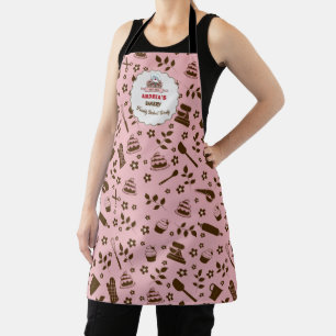 Cute Baking Utensils Girly Light Pink Custom Logo Apron