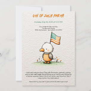Cute Bald Eagle 4th of July Party Invitation 