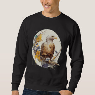 Cute Bald Eagle Sunflower Watercolor Bird Sweatshirt
