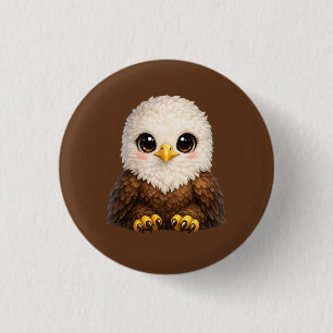 Cute Bald Eagle with Big Eyes Cosy Nature 3 Cm Round Badge