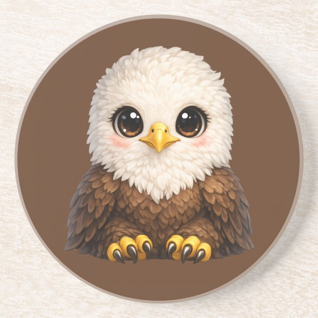 Cute Bald Eagle with Big Eyes Cosy Nature Coaster (Front)