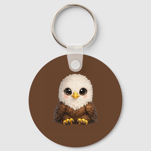Cute Bald Eagle with Big Eyes Cosy Nature Key Ring (Front)