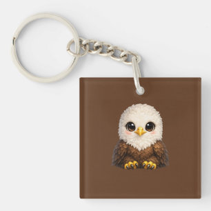 Cute Bald Eagle with Big Eyes Cosy Nature Key Ring