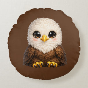 Cute Bald Eagle with Big Eyes Cosy Nature Round Cushion
